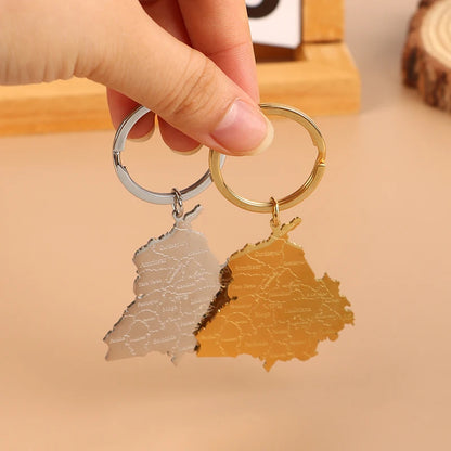 Punjab Map Keychain Titanium