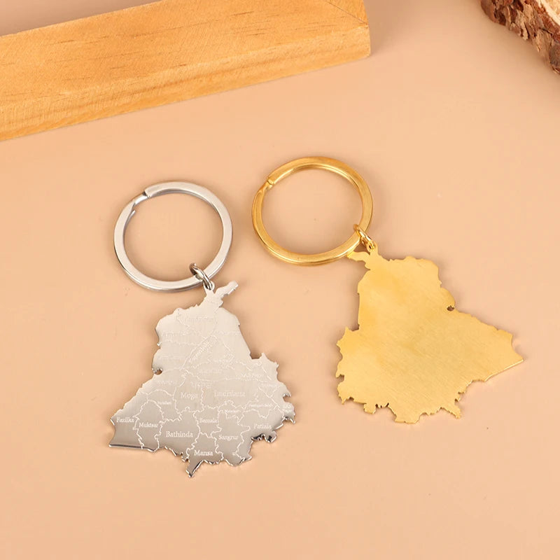 Punjab Map Keychain Titanium