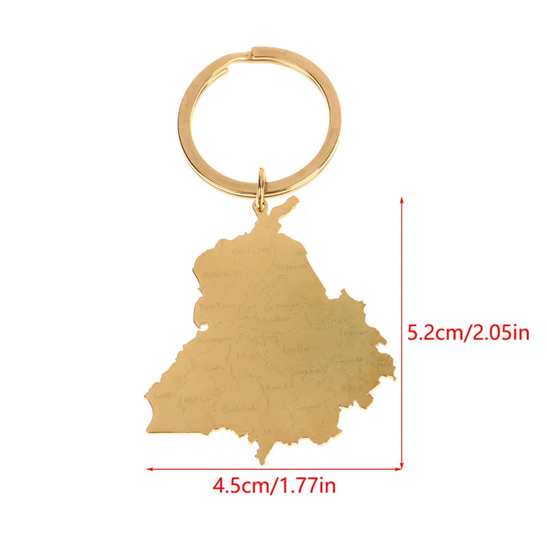 Punjab Map Keychain Titanium