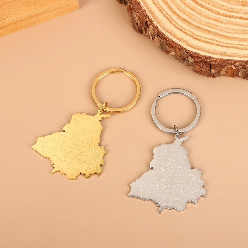 Punjab Map Keychain Titanium