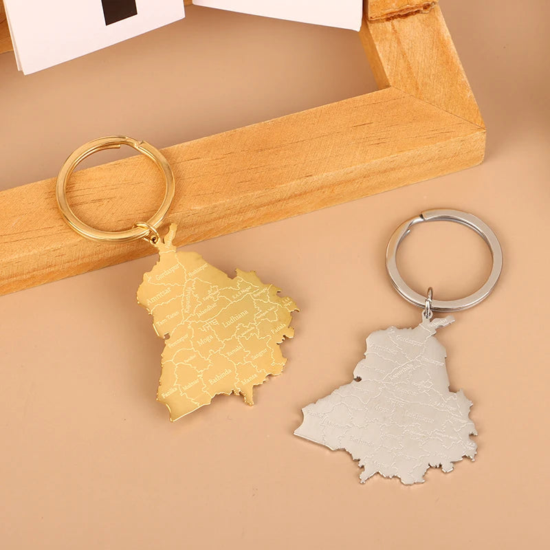 Punjab Map Keychain Titanium