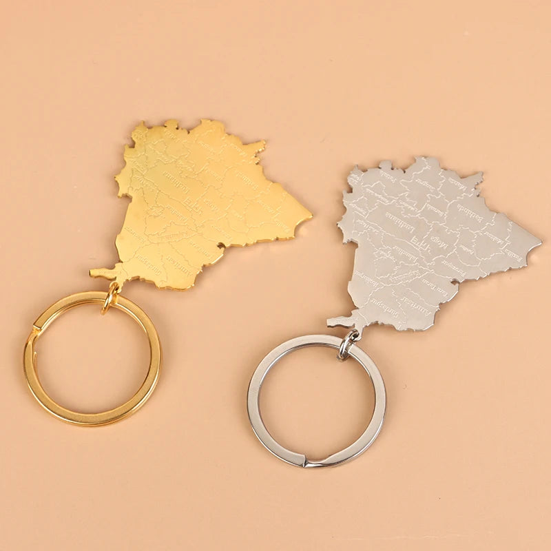 Punjab Map Keychain Titanium